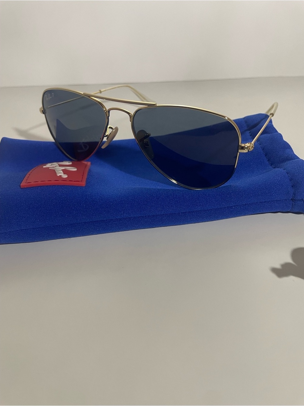 Ray-Ban Kids Gold Aviator Sunglasses with Blue Lenses